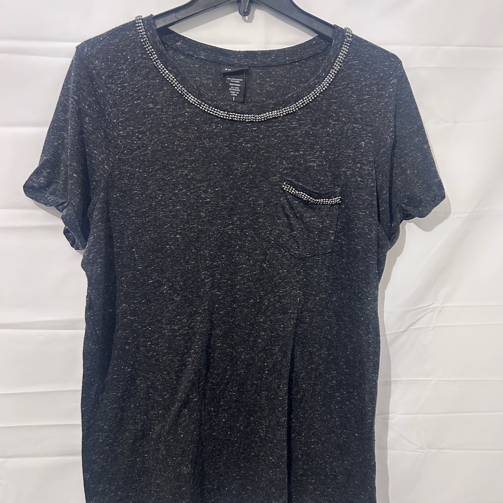 torrid Black Short Sleeve Tee with Rhinestone Trim